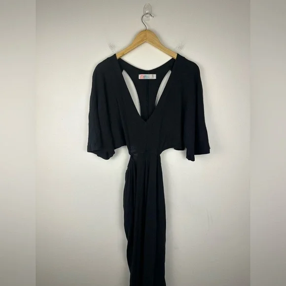 Free People Ready To Go One Cut Out Wide Leg Relaxed Peachy Jumpsuit Women’s M - Picture 4 of 12